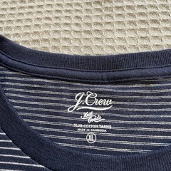 New J.Crew Slub Jersey Stripe Pocket Tee Shirt XL Mens Navy Blue Cotton