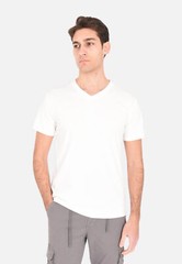 Men’s Cotton Half Sleeve V Neck T-Shirt Solid Color Basic Slim Fit T-Shirt