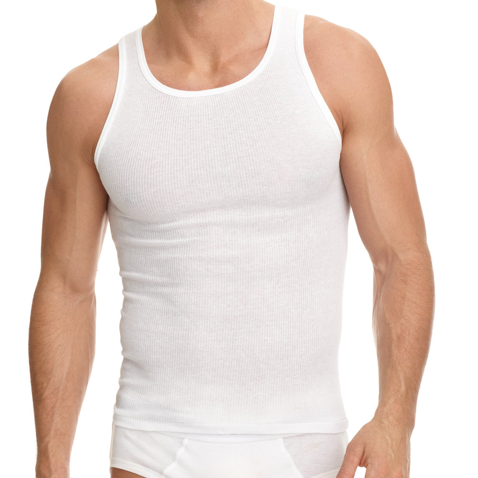 3-6 Packs Mens 100% Cotton Tank Top Wife Beater A-Shirt Undershirt Ribbed Black gallery