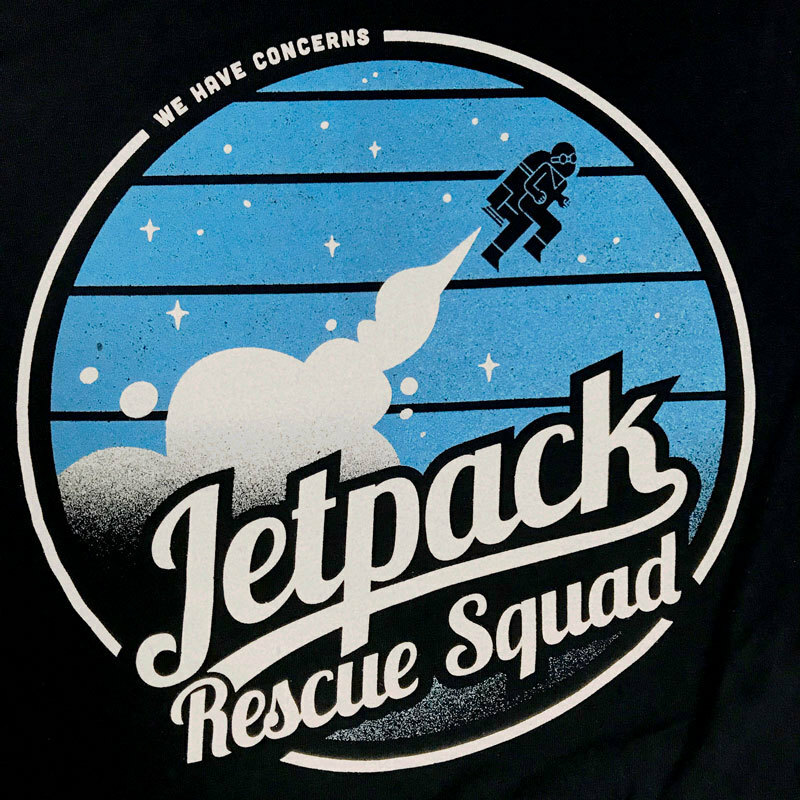 Jet Pack Rescue Squad Unisex Blue T-Shirt Next Level Apparel
