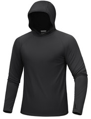 Mens UPF 50+ Sun Protection Shirts Quick Dry Long Sleeve Rash Guard Hoodie Shirt