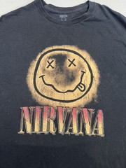 Nirvana Smiley Face Distressed T-Shirt Black XL Men 100% Cotton Grunge Style