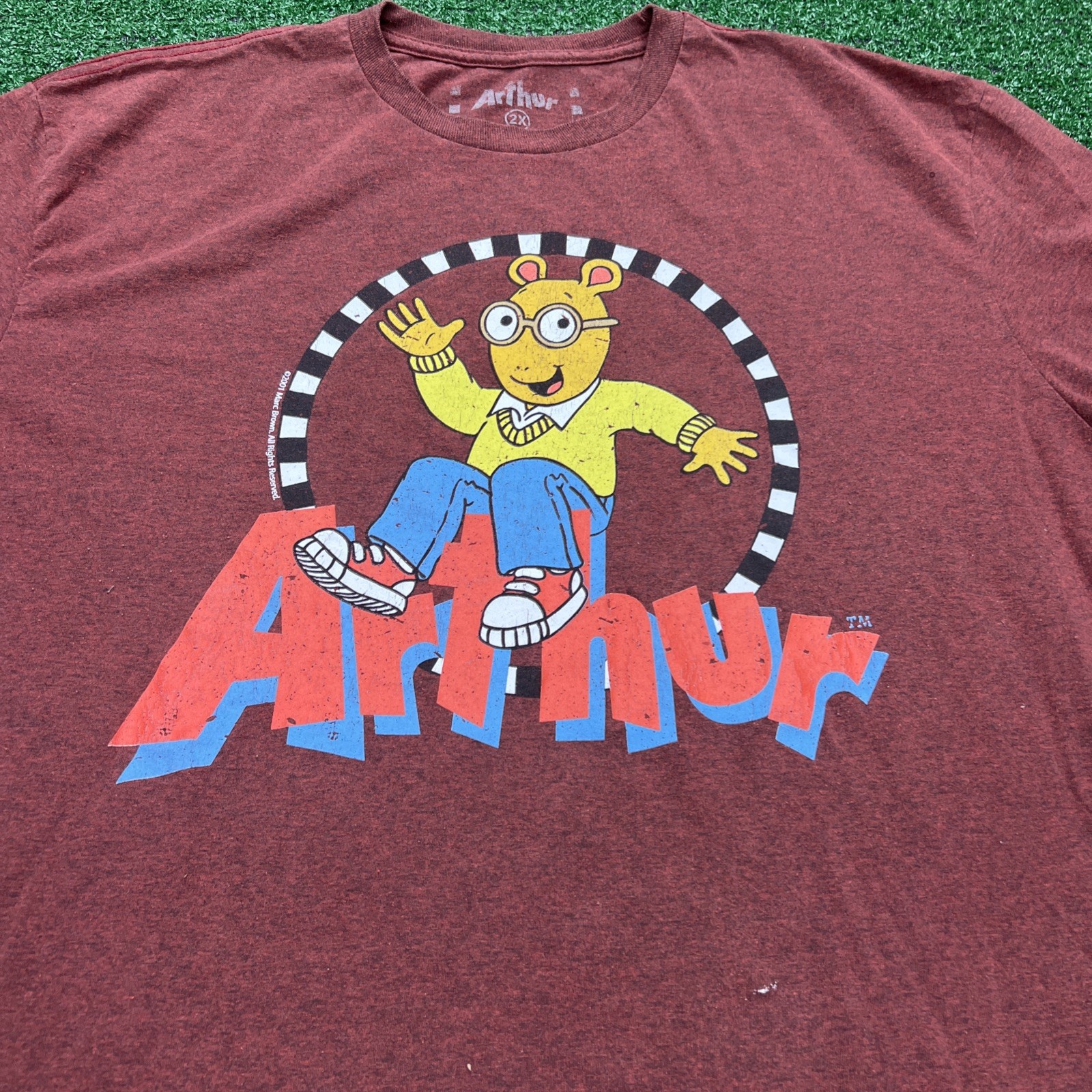 Arthur PBS Cartoon Intro T-Shirt Short Sleeve Red Mens Size 2XL gallery