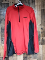 Swix Men’s Base Layer Top L Red 1/4 Zip Nordic Ski Thermal