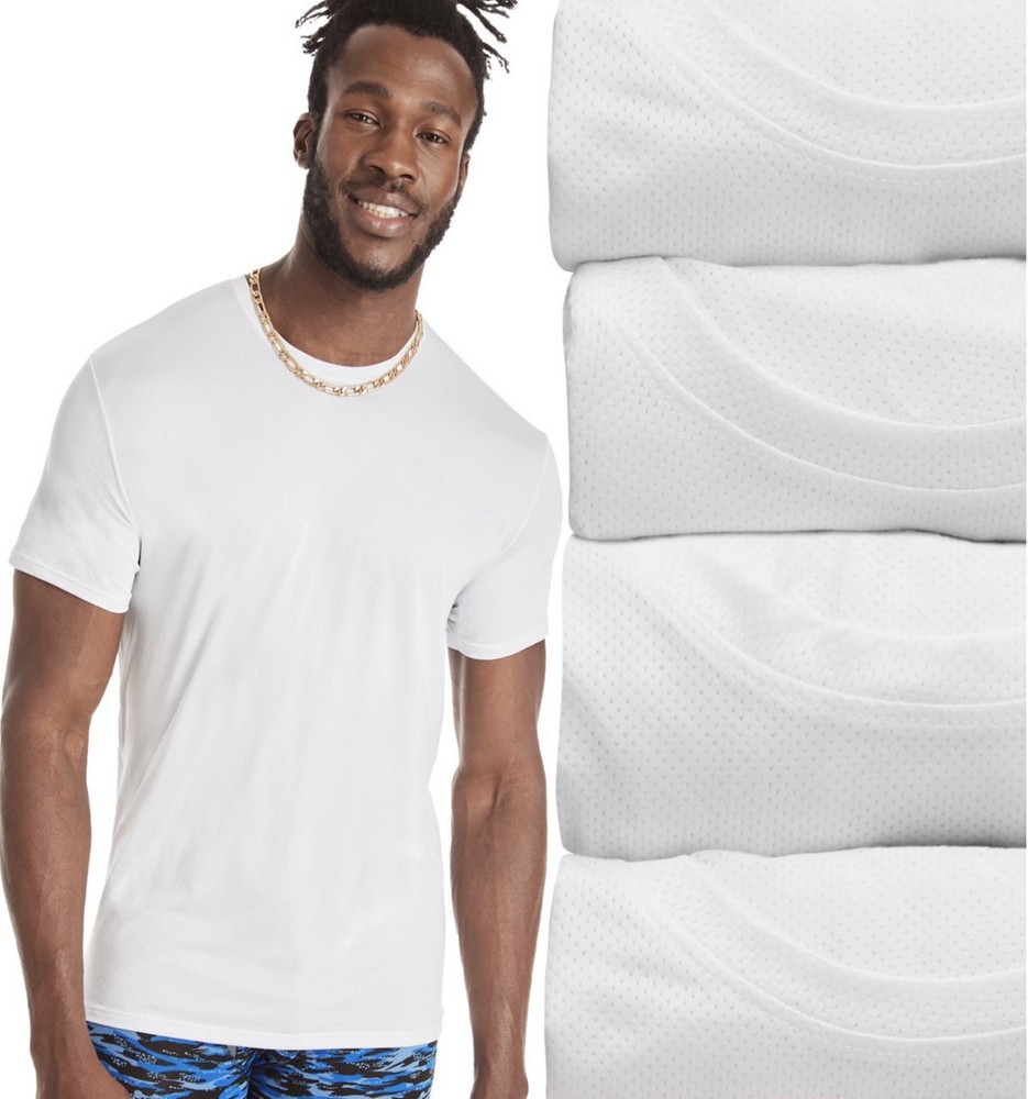 Hanes Mens Ultimate X-Temp Mesh Undershirt 4-Pack, S, White