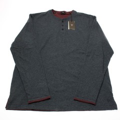 Left Coast Tee NWT Long Sleeve Henley T-Shirt Size M in Gray / Red Cotton