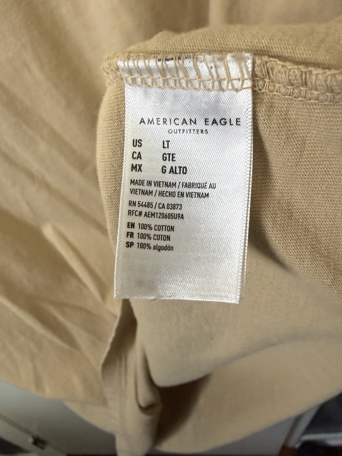 American Eagle Super Soft Standard Fit Tan T Shirt Sz Large Excellent Condition gallery