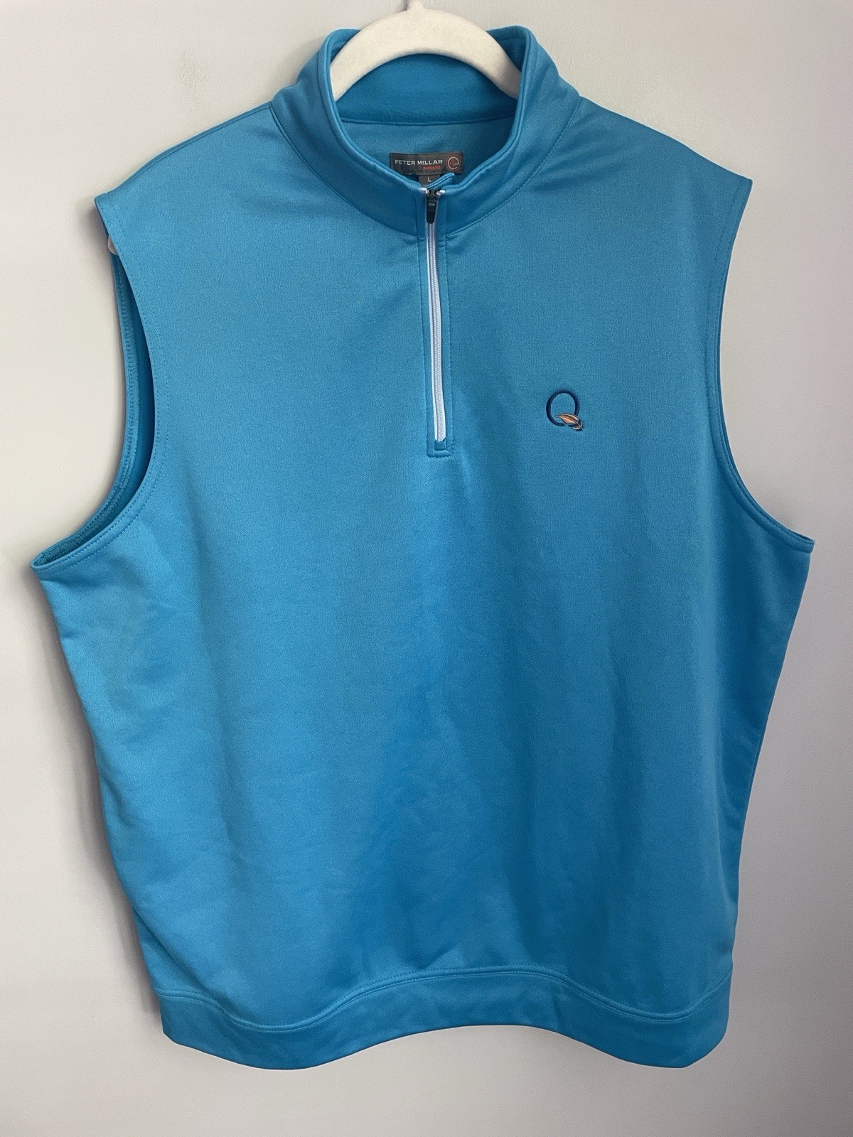New Peter Millar Warmth E4 1/4 Zip Blue Vest Size Large
