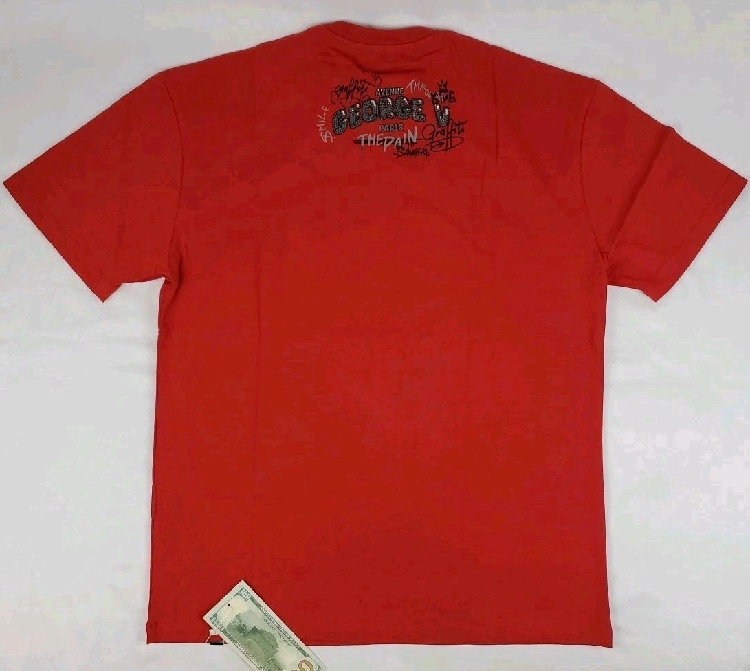 NWT Men's Avenue George V Paris Red Teddy Bear Rhinestone T Shirt Size XL gallery