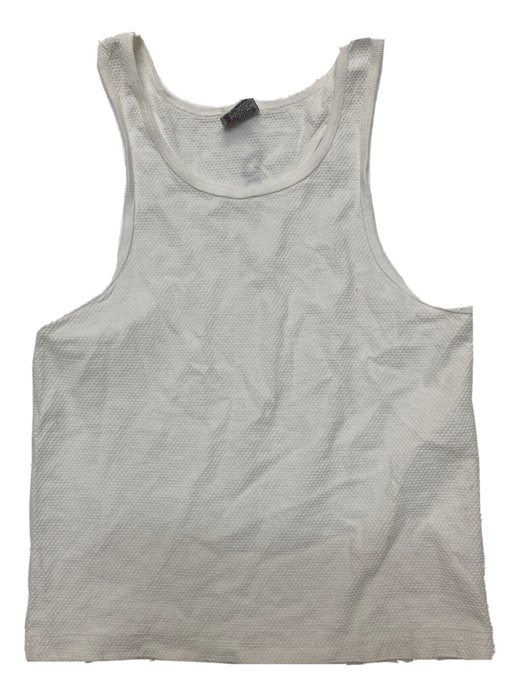 Speedo Sleeveless T Shirts Diamond Quilted Fab. Men White Tank Top 100% Cotton M