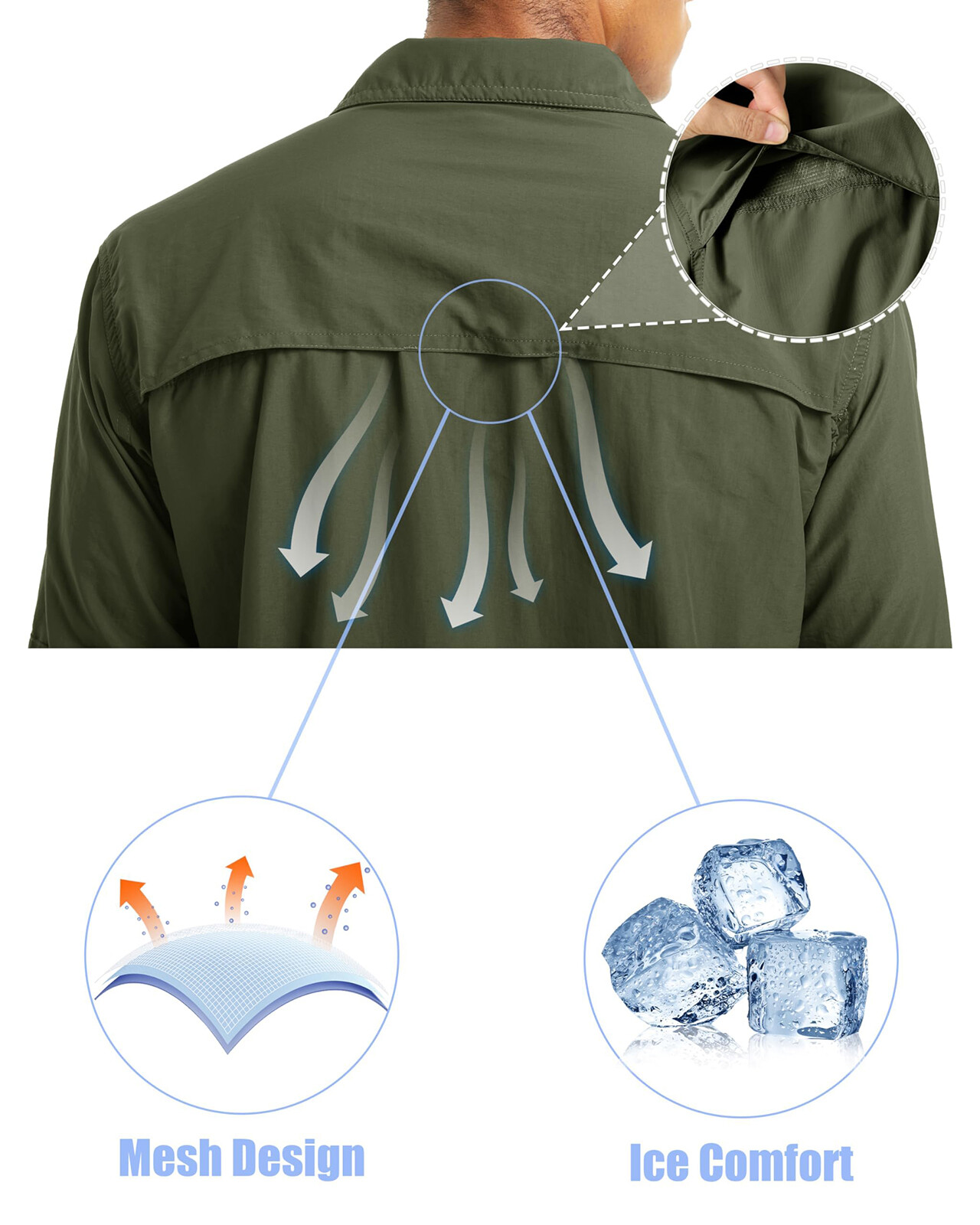 Men's UPF 50+ Fishing Sun Shirts Long Sleeve Safari Hiking Work Travel T-Shirts gallery
