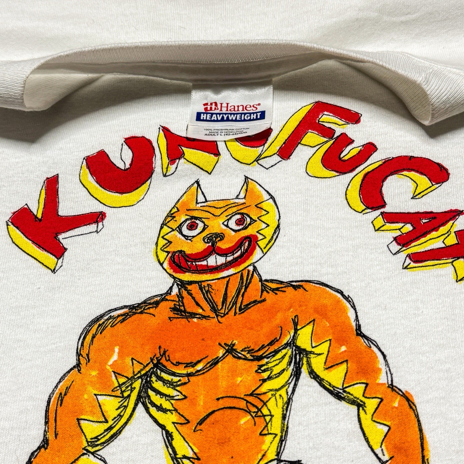 Vintage 00s Daniel Johnston “Kungfu Cat” Indie Acoustic RARE T-Shirt - Large gallery