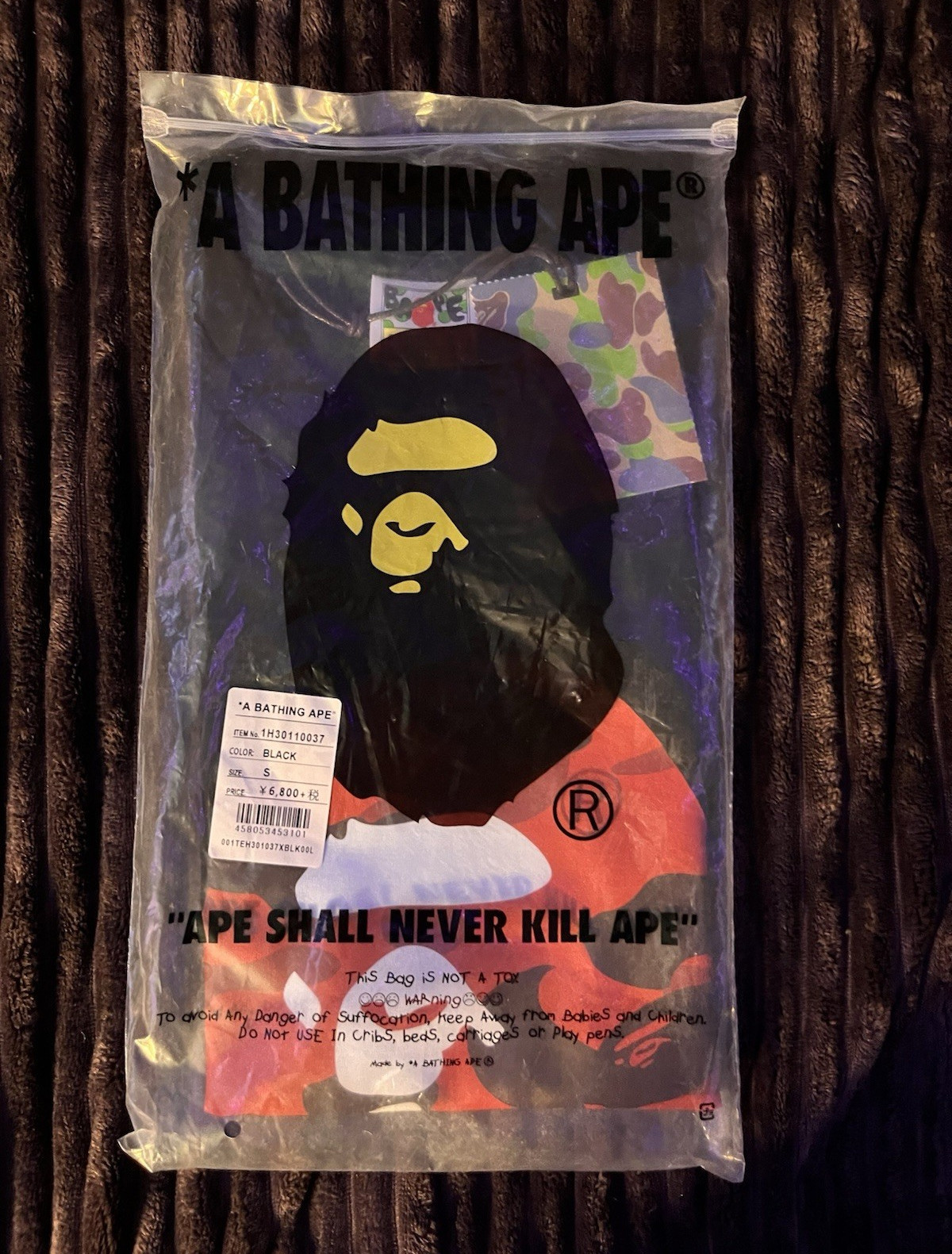 A Bathing Ape BAPE Black Ape Head Graphic Print Crew Neck T-Shirt Men’s S gallery