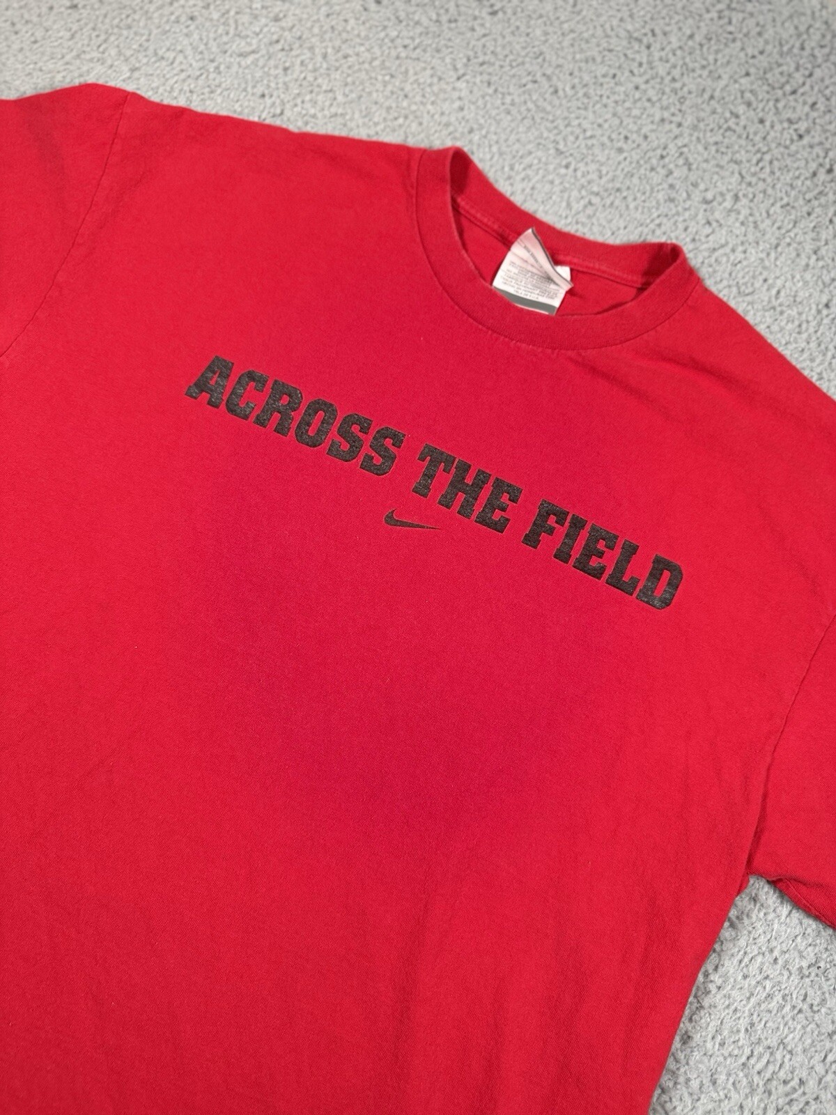 Nike Accross the Field T Shirt Mens Large Red Short Sleeve Track & Field Logo gallery
