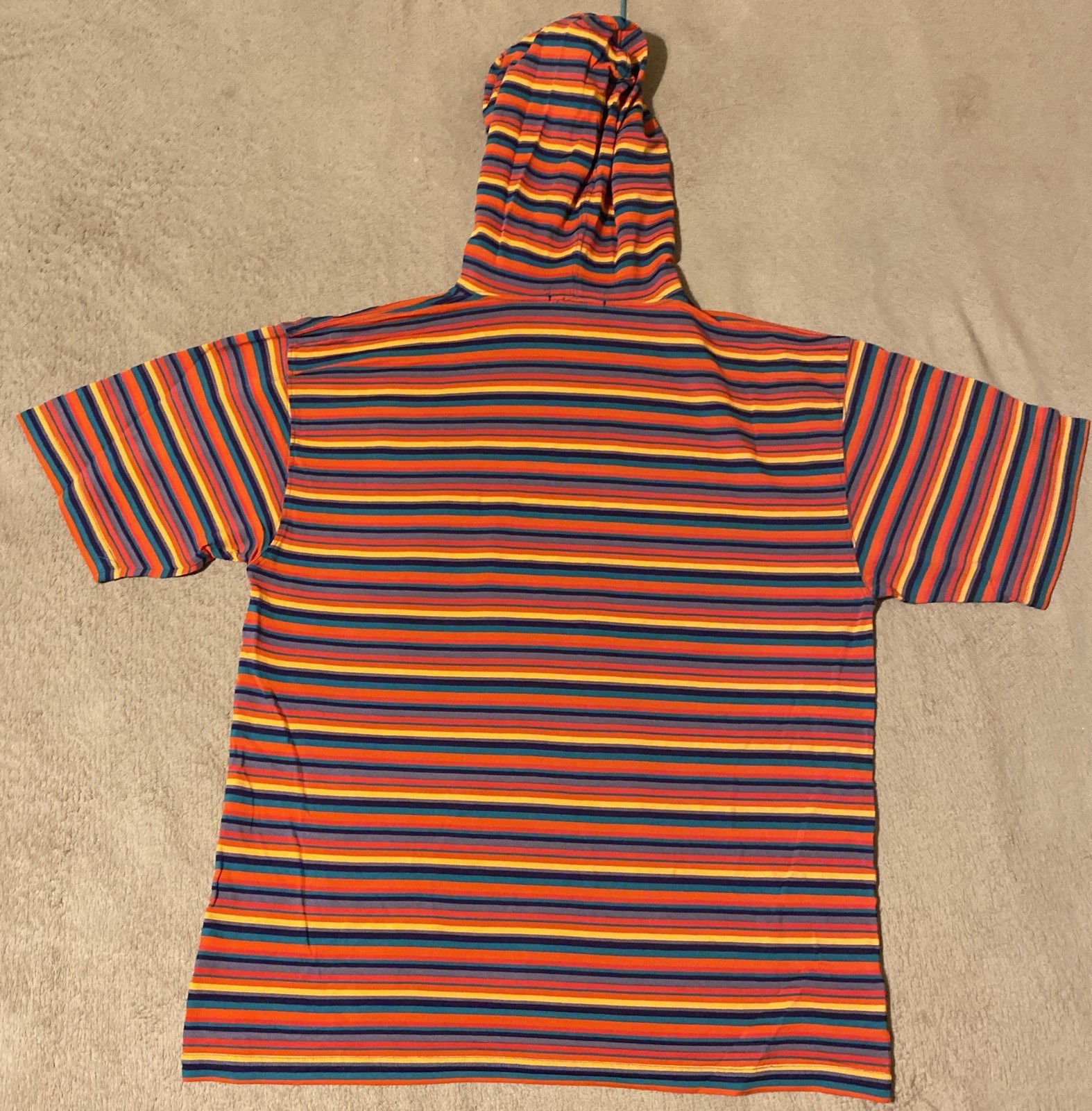 VTG 90's Marithe Francois Girbaud Mens Colorful Stripped Hooded T-Shirt Size M gallery