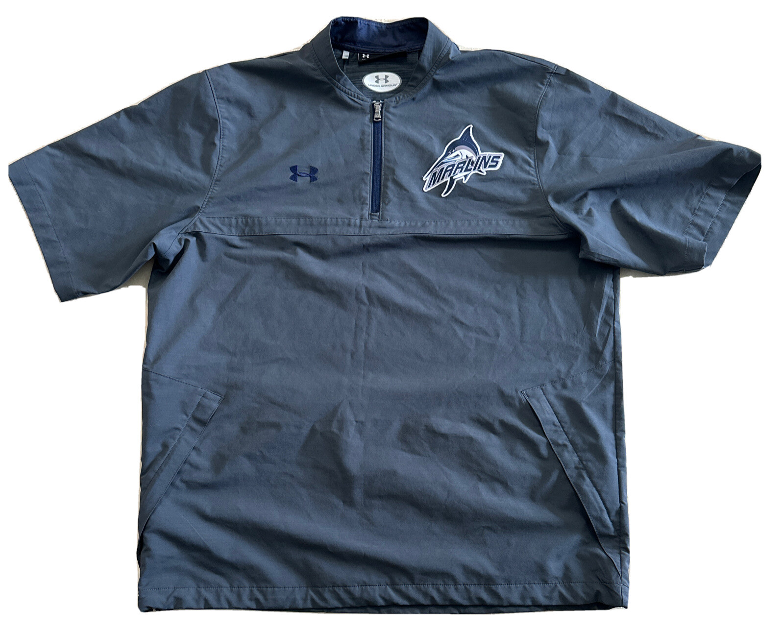 Under Armour Shirt Men XL Gray Vented Fish Fishing Marlin 1/4 Zip Windbreaker gallery