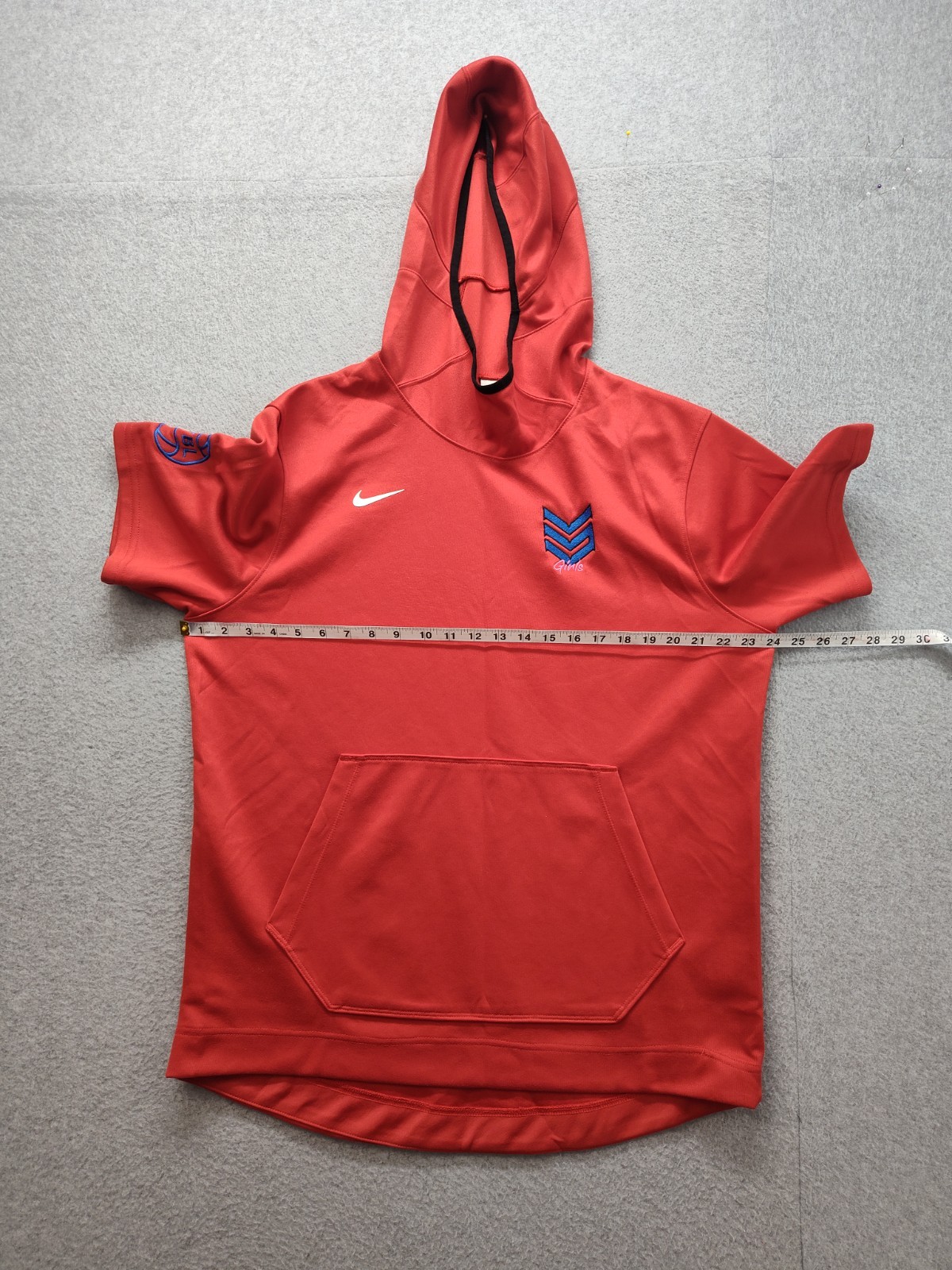 Nike Dri Fit Men Shirt L Red Hooded Logo Kangaroo Pocket Pullover Outdoor Wear gallery