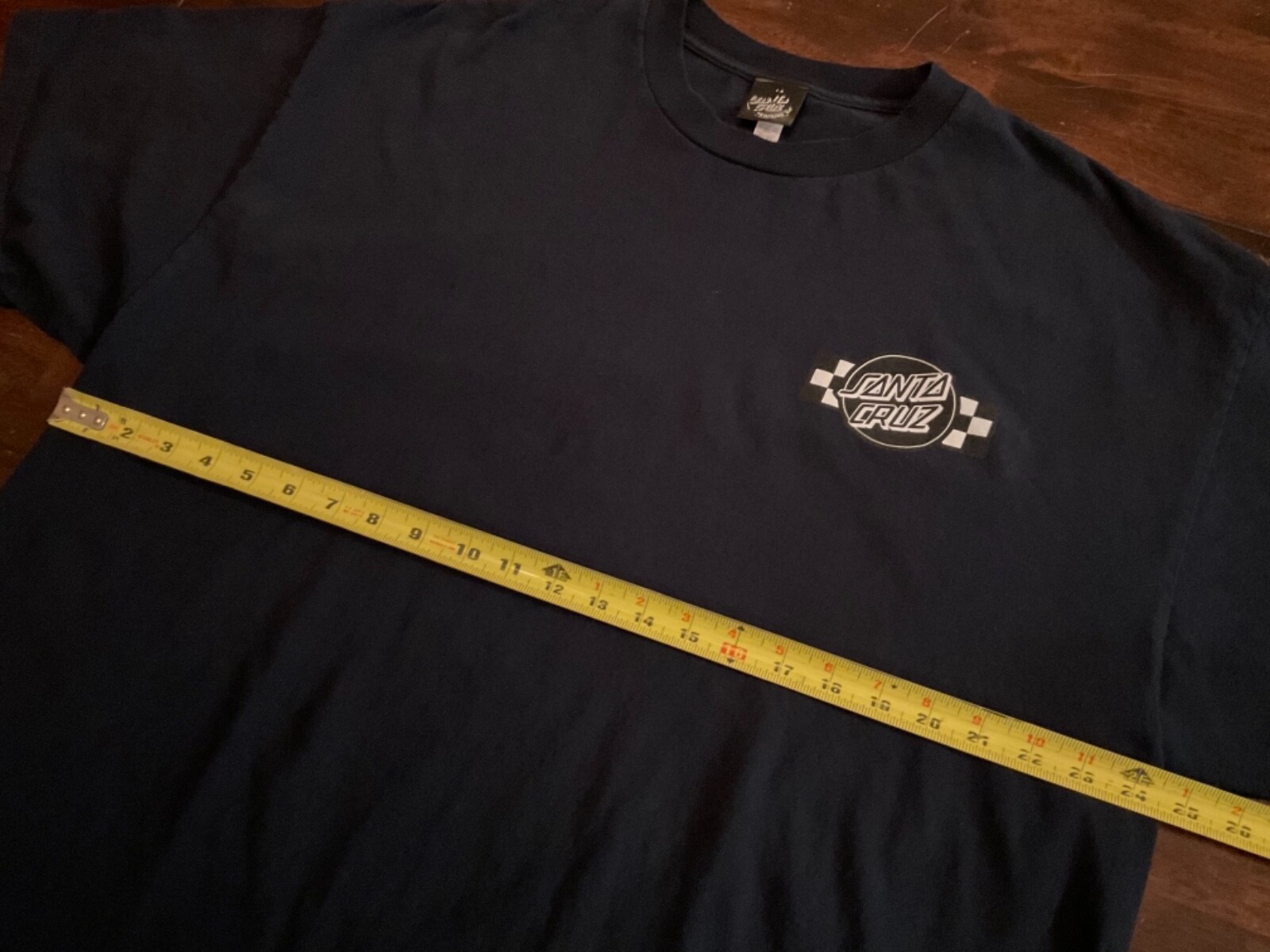 SANTA CRUZ SKATEBOARDS LOGO CHECK GRAPHIC T-SHIRT ( MENS XL ) NAVY PREOWNED gallery