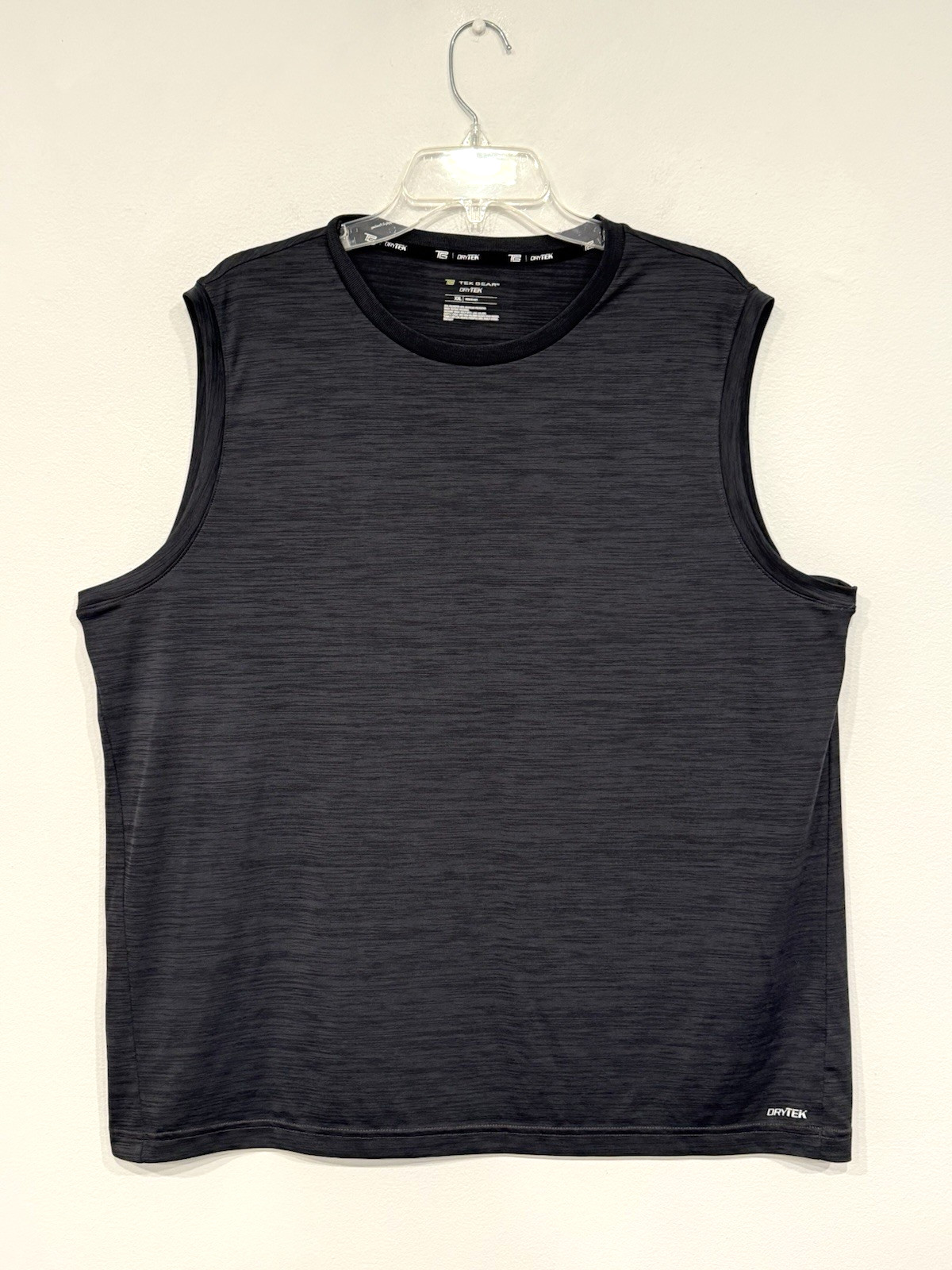Tek Gear Men’s Dry Tek Tank Size 2XL Micro Striped Charcoal Gray Polyester Knit