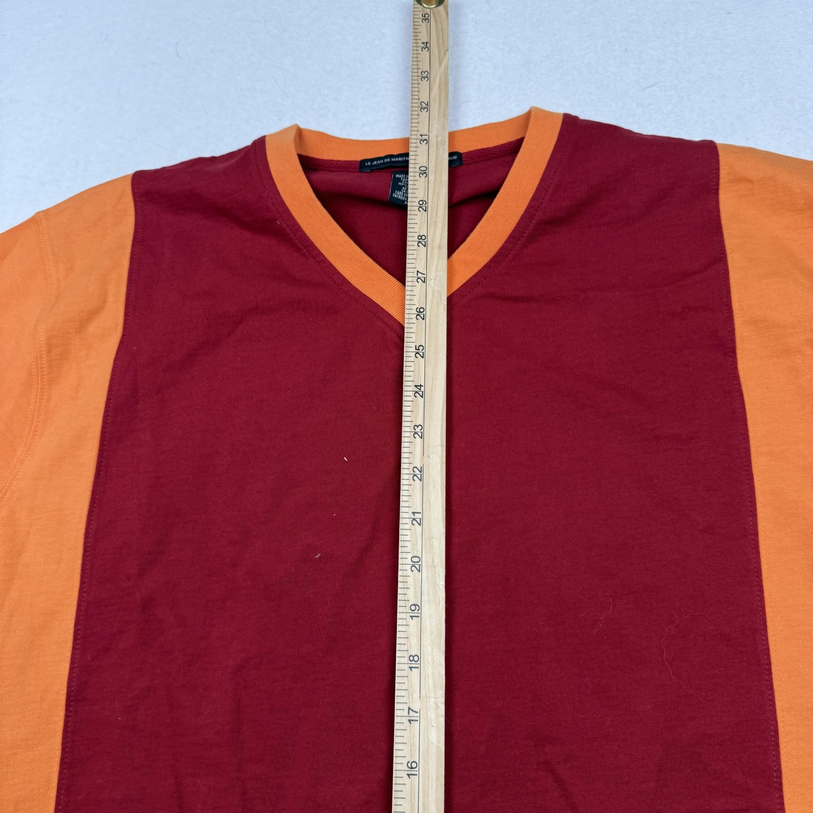 Marithe Francois Girbaud Shirt Mens Medium Burgundy Orange V Neck Long Sleeve gallery
