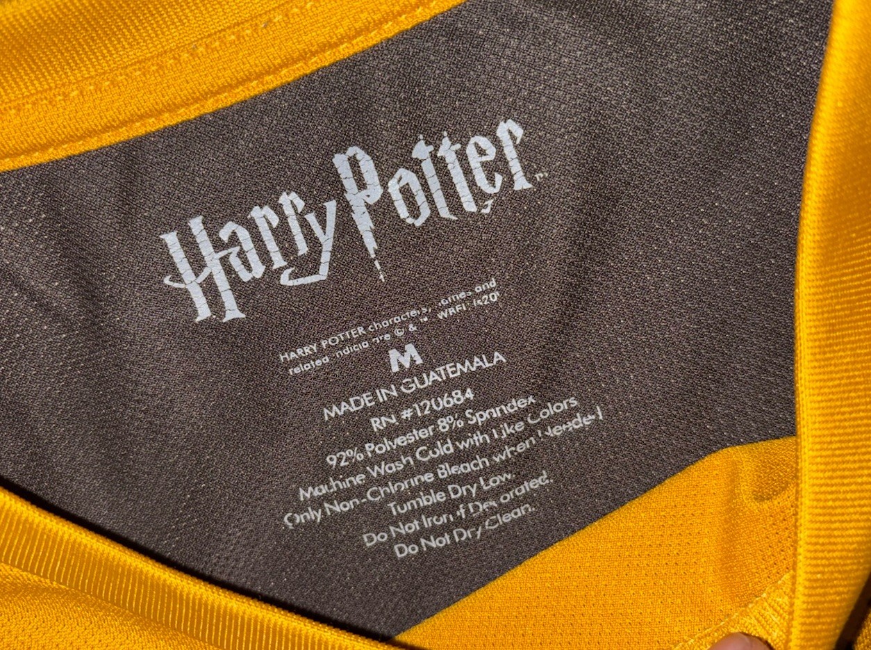 Harry Potter Hufflepuff Quidditch Jersey Size Medium Stretch Yellow Gray gallery