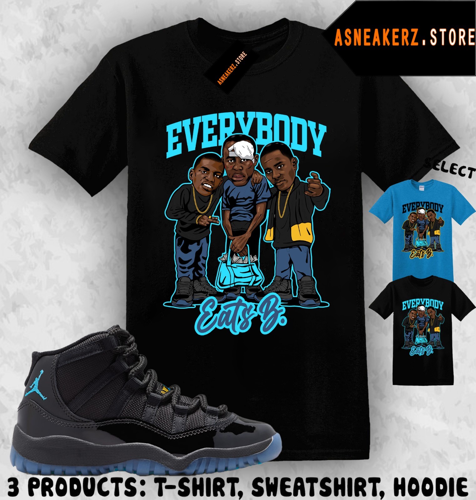 Shirt Match AJ 11 Gamma Blue 2025 Sneaker Matching Tee Everybody Eats B T-Shirt gallery