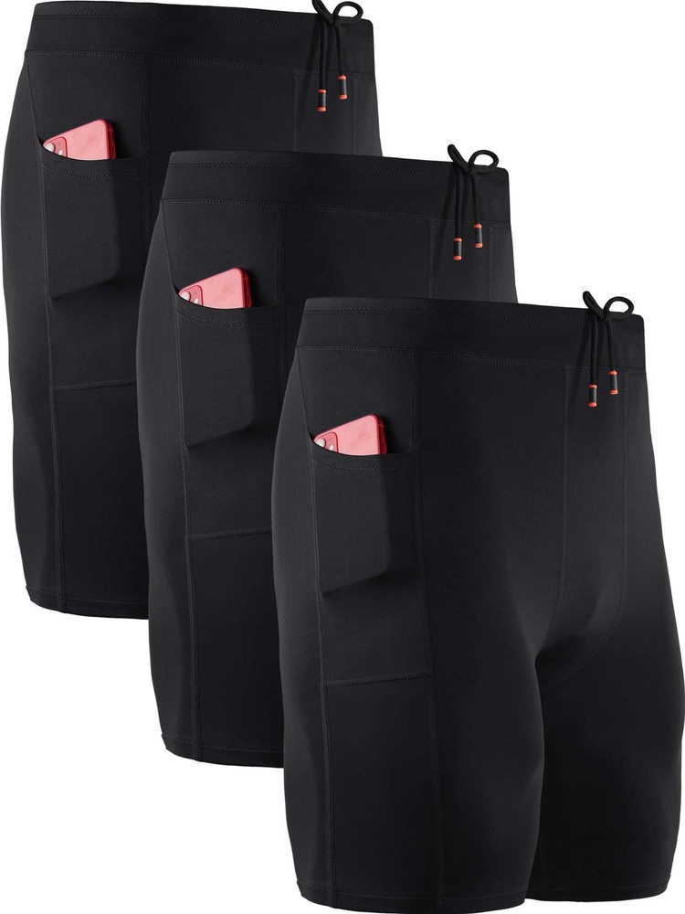 NELEUS Men’s 3 Pack Running Compression Medium, 6072 Black/Black/Black,3