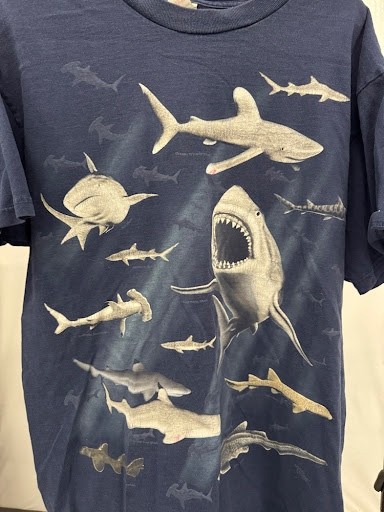 Vintage Shedd Aquarium Shark T-Shirt Navy Blue Marine Life Graphic Tee Size XL gallery