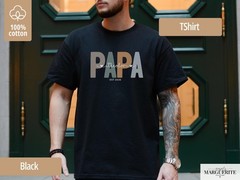Personalized Papa Shirt Custom Name EST Year Dad T-Shirt Father’s Day Gift S-5XL