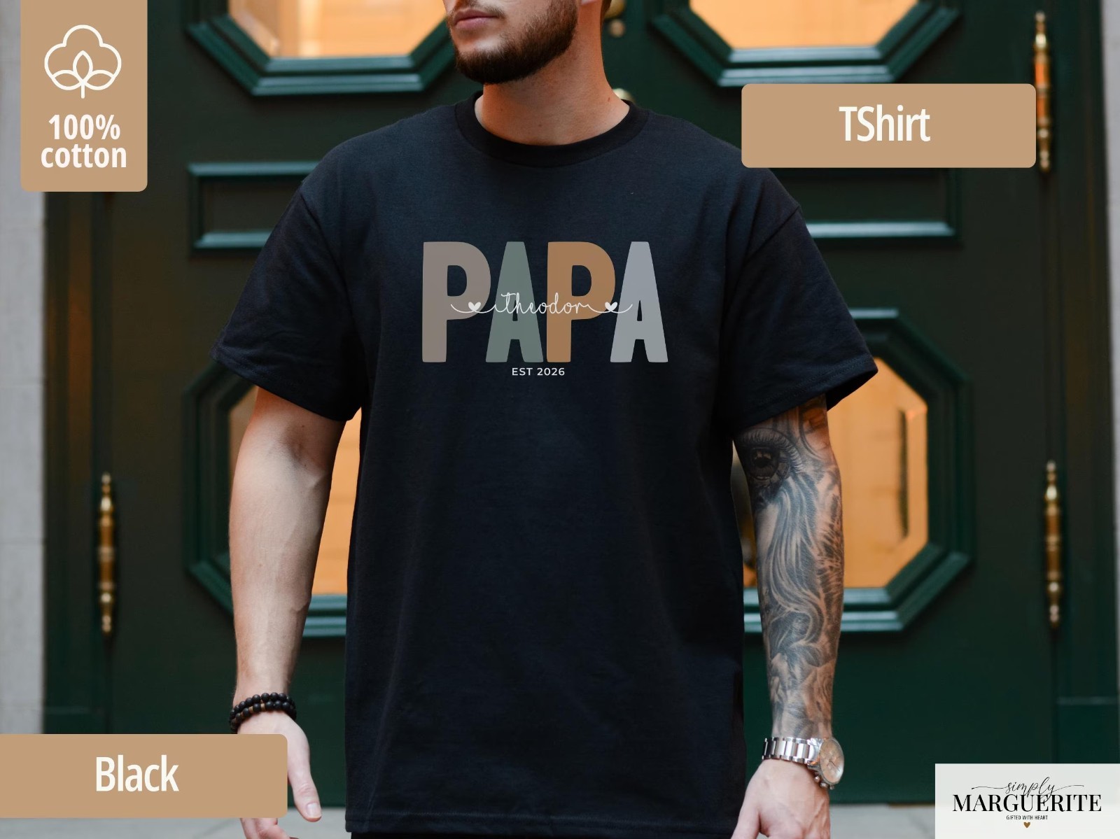 Personalized Papa Shirt Custom Name EST Year Dad T-Shirt Father’s Day Gift S-5XL gallery