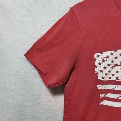 Bella Canvas Mens Medium Heather Red Distressed American Flag Graphic T-Shirt *