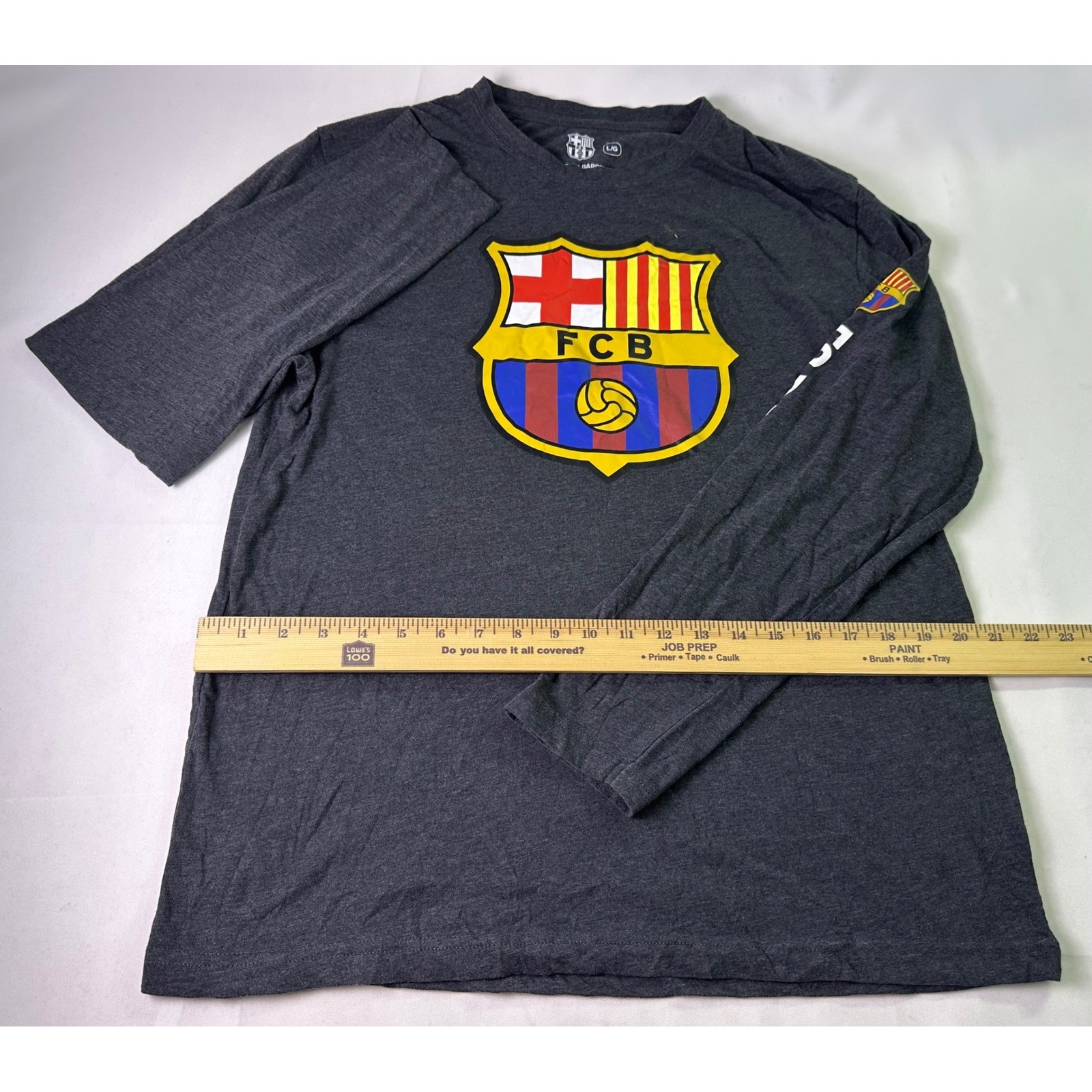 FC Barcelona Long Sleeve Shirt Mens Large Charcoal Gray Official Licensed FCB L gallery