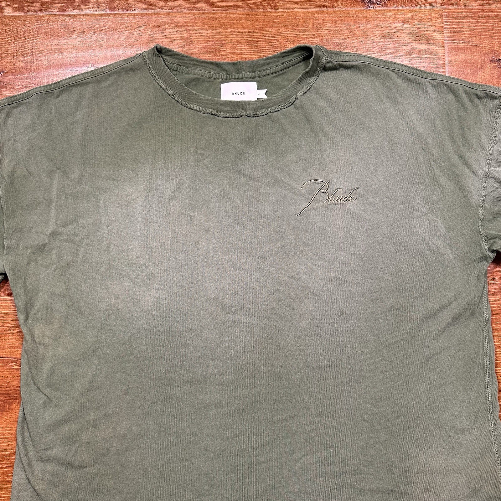 Rhude Oversized T Shirt Mens L Green Crop Boxy Relaxed Baggy Fit Fade Alt Street gallery