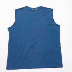 Under Armour Heatgear Blue Striped Sleeveless Tee Men’s L Semi-Fitted – Read!