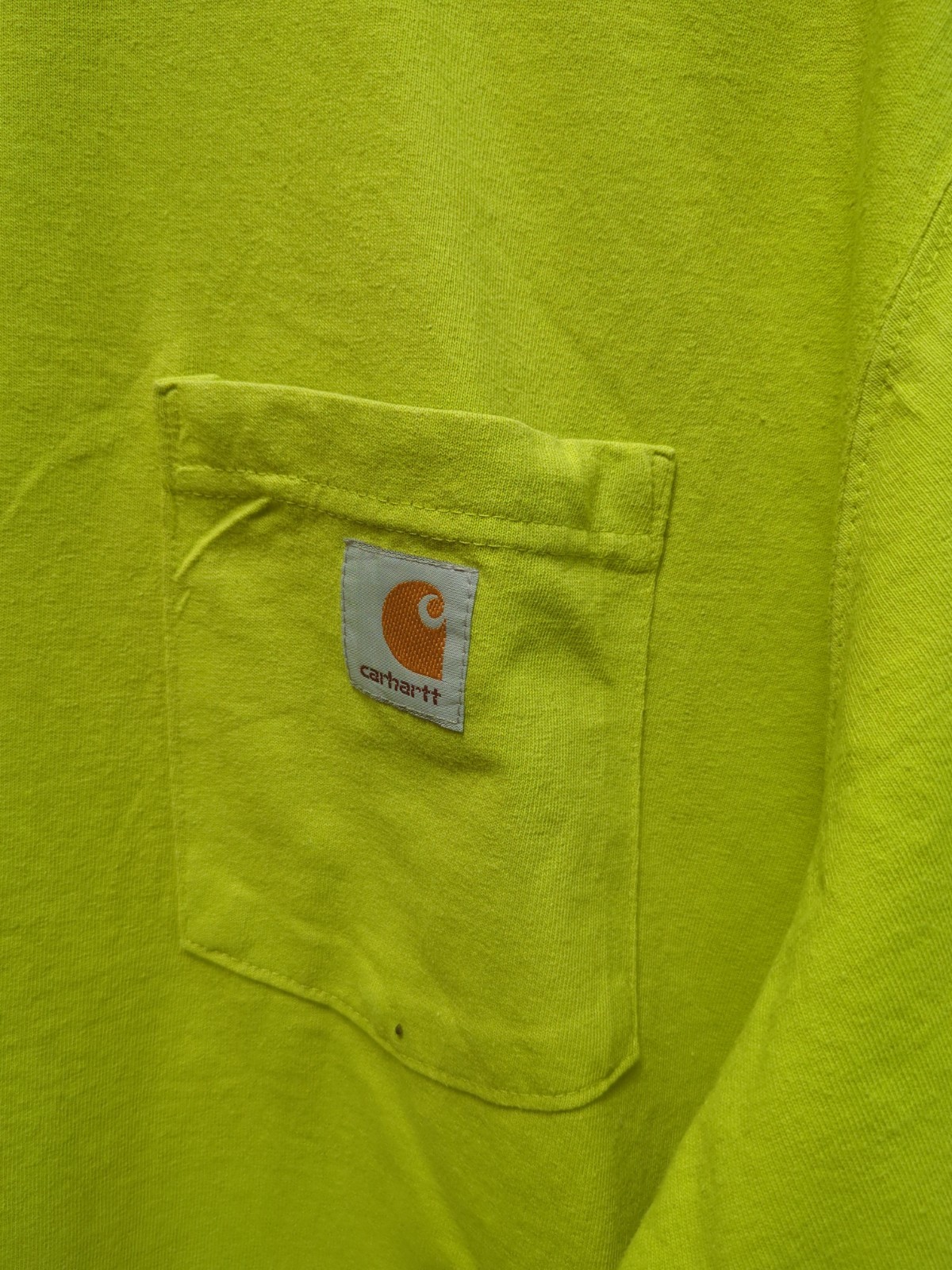 Carhartt Pocket T Shirt Lime Green Distressed Size XL Cotton Pit To Pit 26 gallery