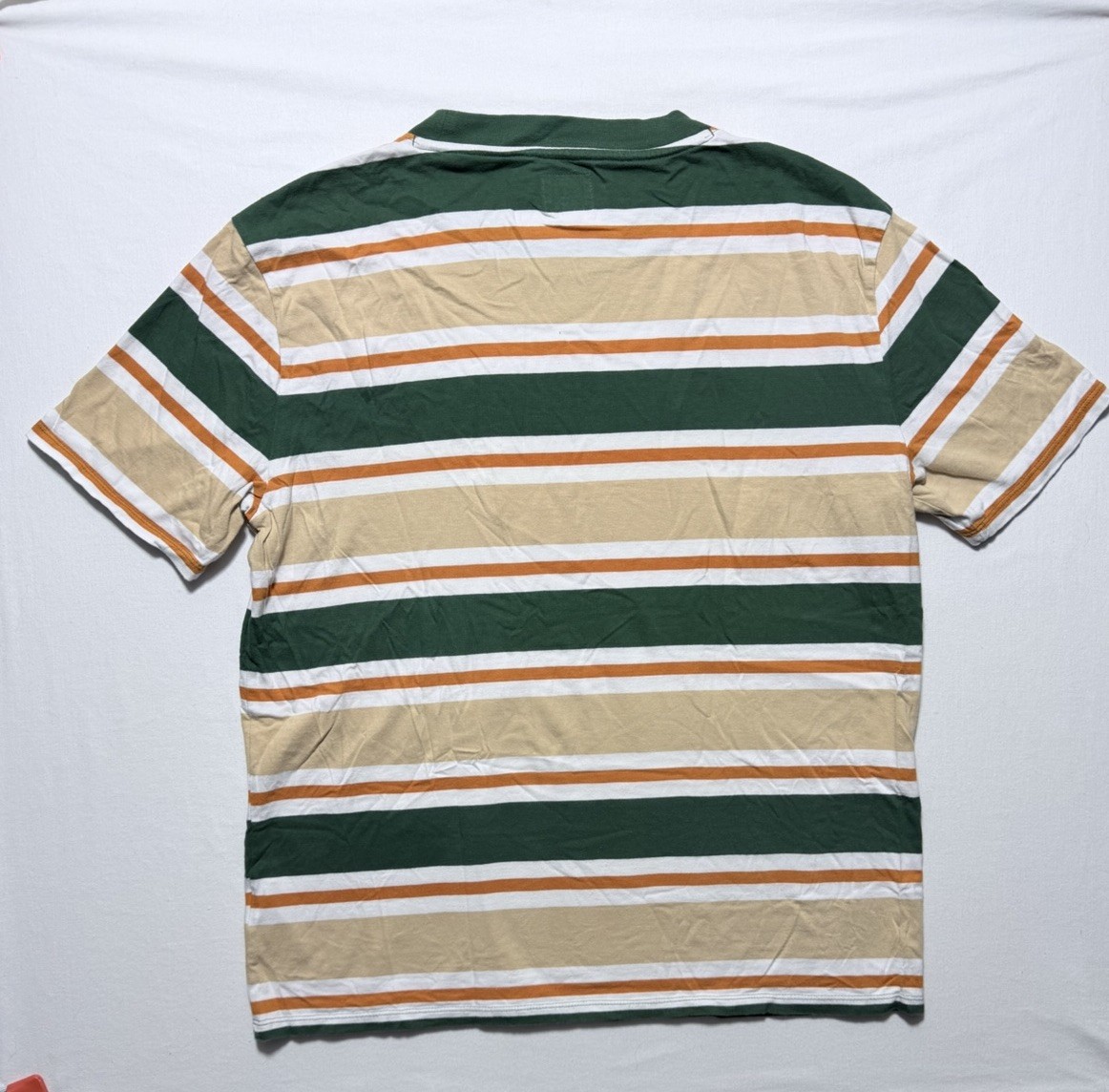 Guess Los Angeles Striped T Shirt Mens Size M Made in India VTG Green Orange Y2K gallery