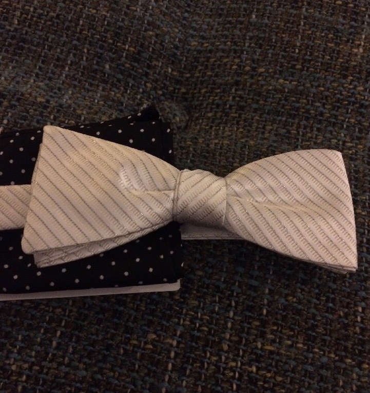 Nwt Knotty & Nice Bow Tie And Pocket Square Set Adjustable To 20 Inch Neck D2