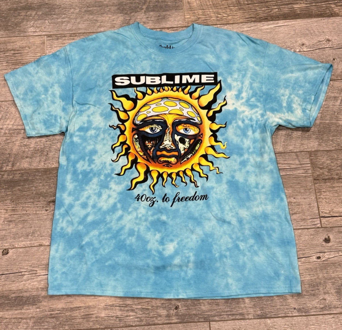 Sublime 40oz. To Freedom Long Beach Sun Face Blue Tie Dye T-Shirt Various Sizes gallery