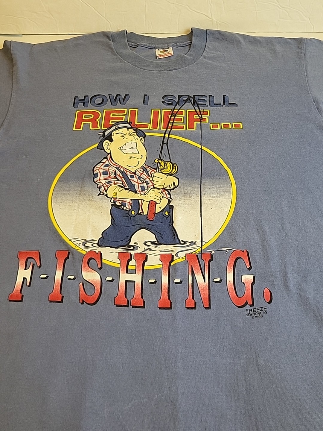 VTG Blue XL The Fisherman T-Shirt How I Spell Relief... Fishing - One Stitch gallery