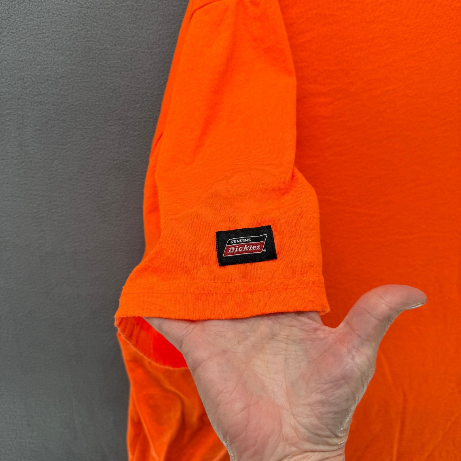 Genuine Dickies Mens 4XL Short Sleeve Pocket T-Shirt Safety Orange Workwear 4238 gallery
