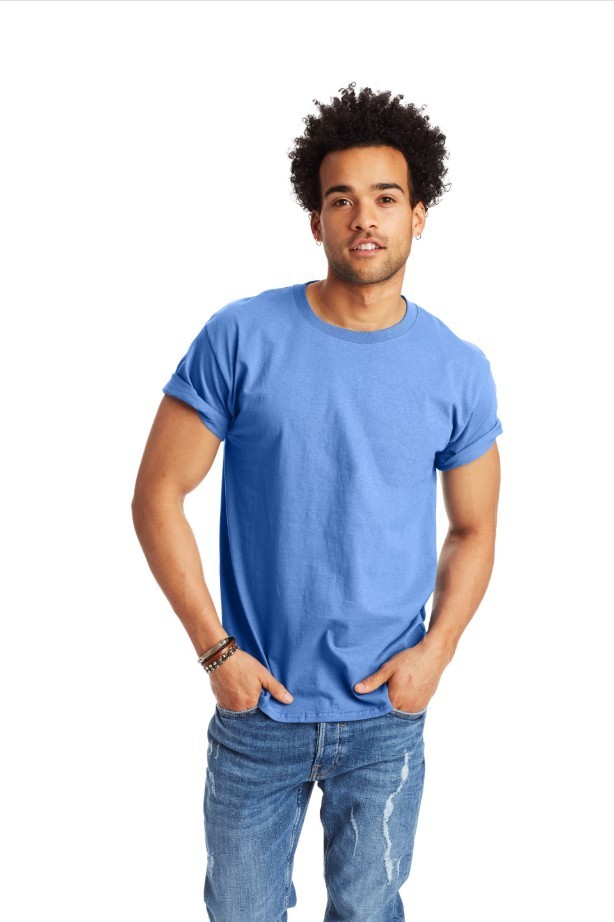 Hanes 5250 4XL 5XL Authentic Short Sleeve Men's Cotton T-Shirt Carolina Blue gallery