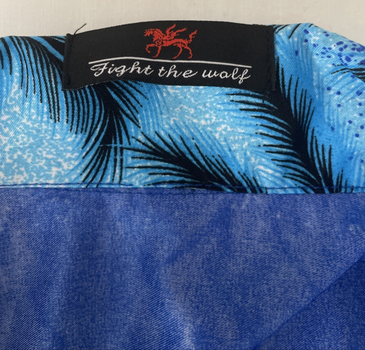Beach & Palm Tree Hawaiian Shirt Fight The Wolf Men's Summer Shirt Size XL gallery