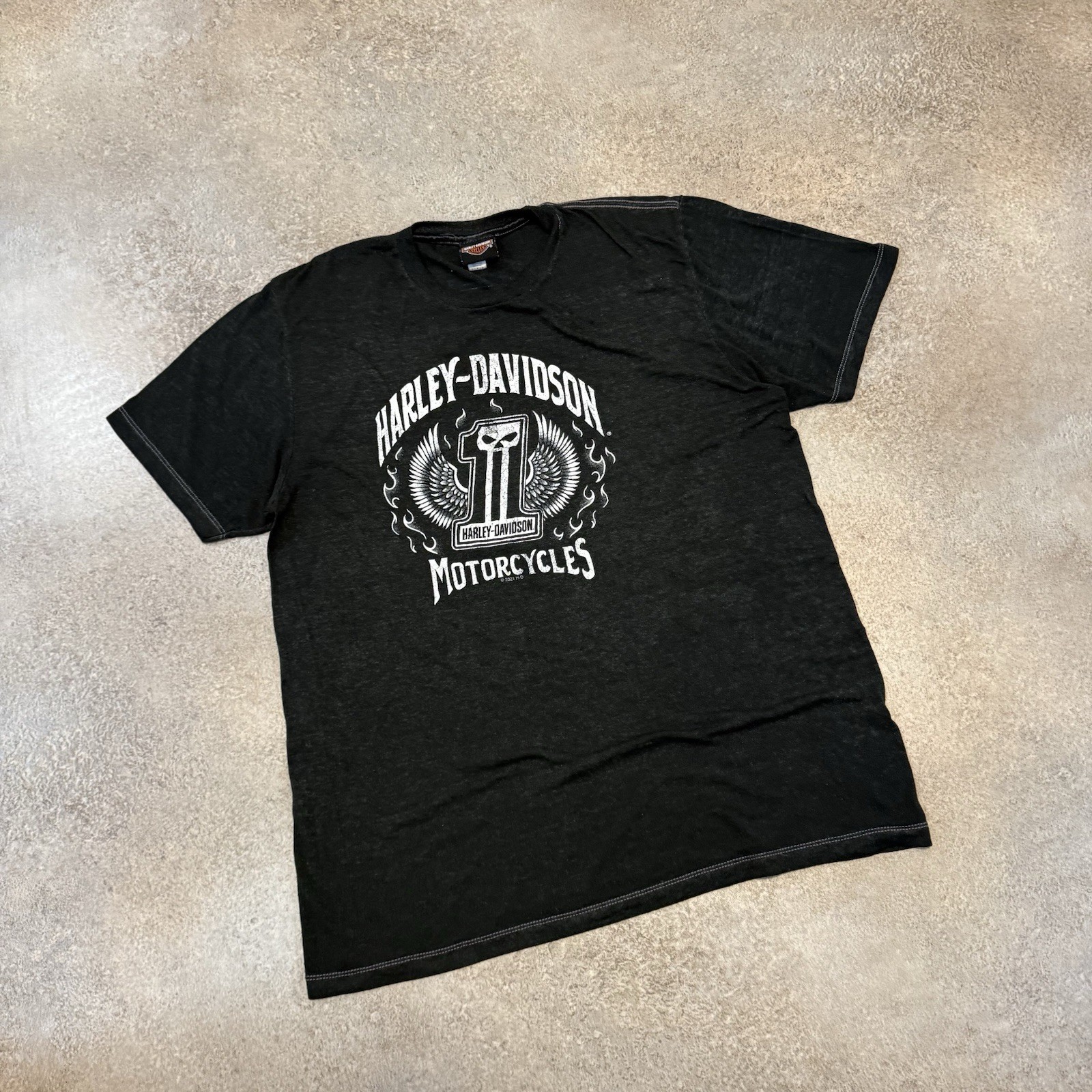 Y2K Harley Davidson Sheer Tee Shirt L Black Waterloo Iowa Big 1 Logo Biker 2021 gallery