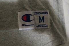 Champion Baseball Raglan Long Sleeve Tee Cotton Ribbed Uncle Maddio’s Pizza Gray