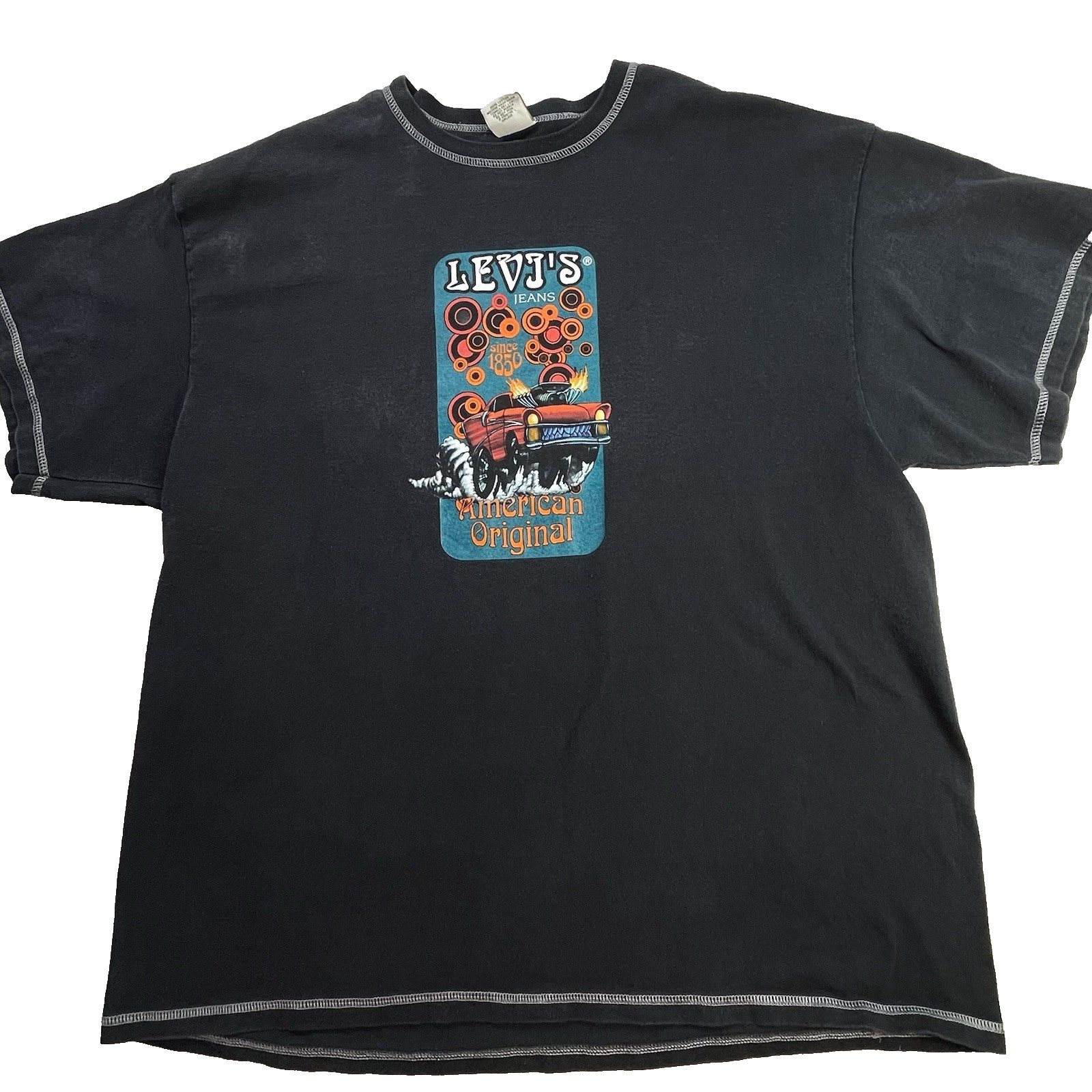 Vtg Levi’s Shirt Mens XL Black Drag Race Tee American Original Crew Neck U.S.