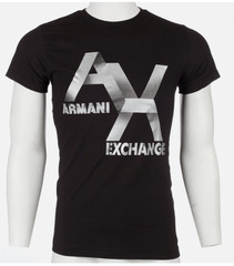 ARMANI EXCHANGE Black Silver AX LOGO Short Sleeve Slim Fit Designer T-shirt NWT