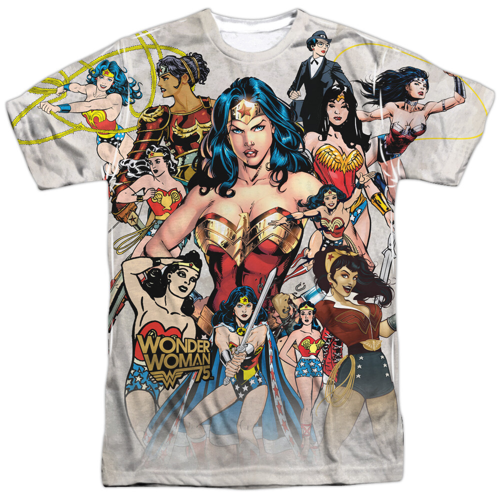 Wonder Woman 75th Collage Sublimation Licensed Adult T-Shirt gallery