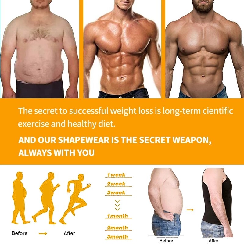 Men's Slimming Body Shaper Vest Abs Abdomen Compression Shirt Workout Tank Tops# gallery