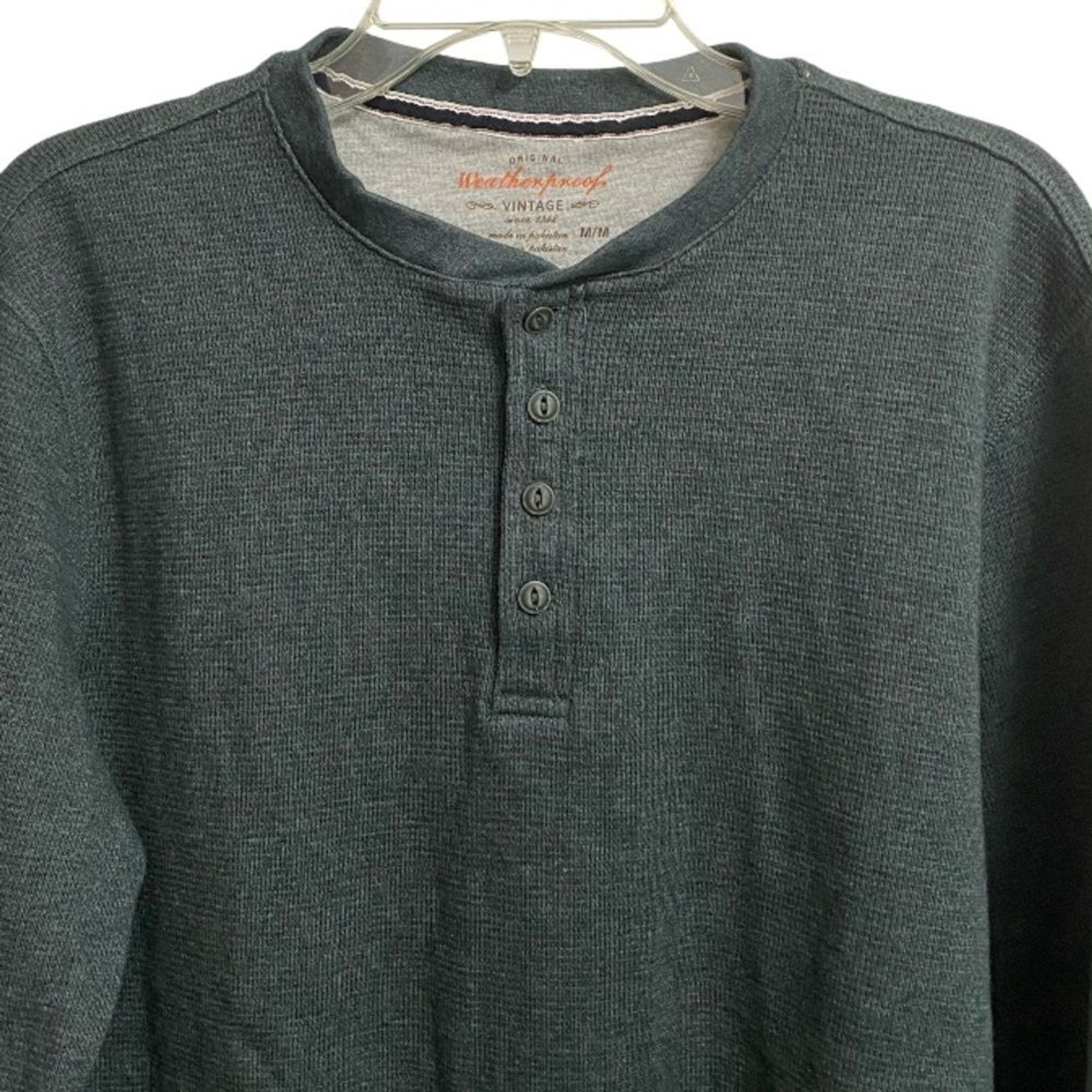 Weatherproof Vintage Men's Long Sleeve Henley Shirt Size M Pullover Green Preppy gallery