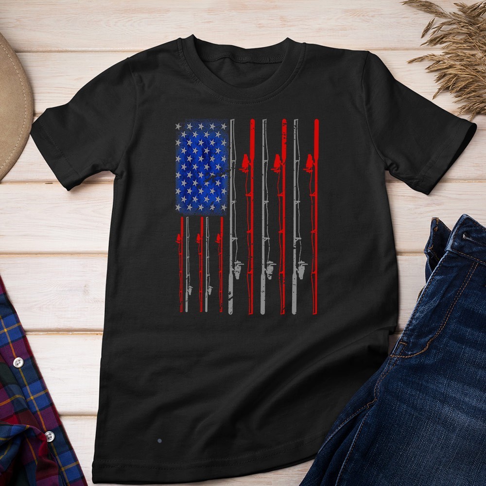 Fishing American Flag Unisex T-shirt | Father's Day Fishing Gifts gallery